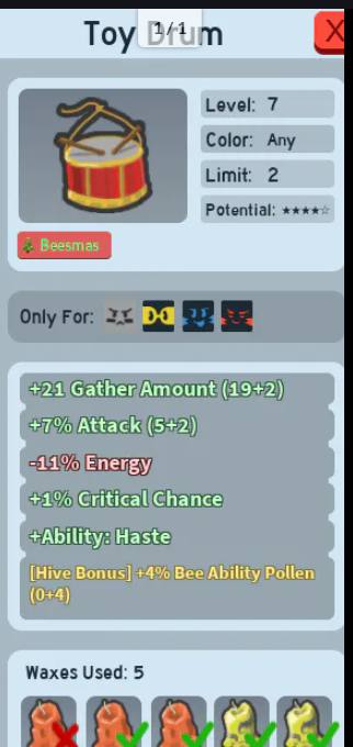 Toy Drum / 4% BAP / 4% Bee Ability Pollen