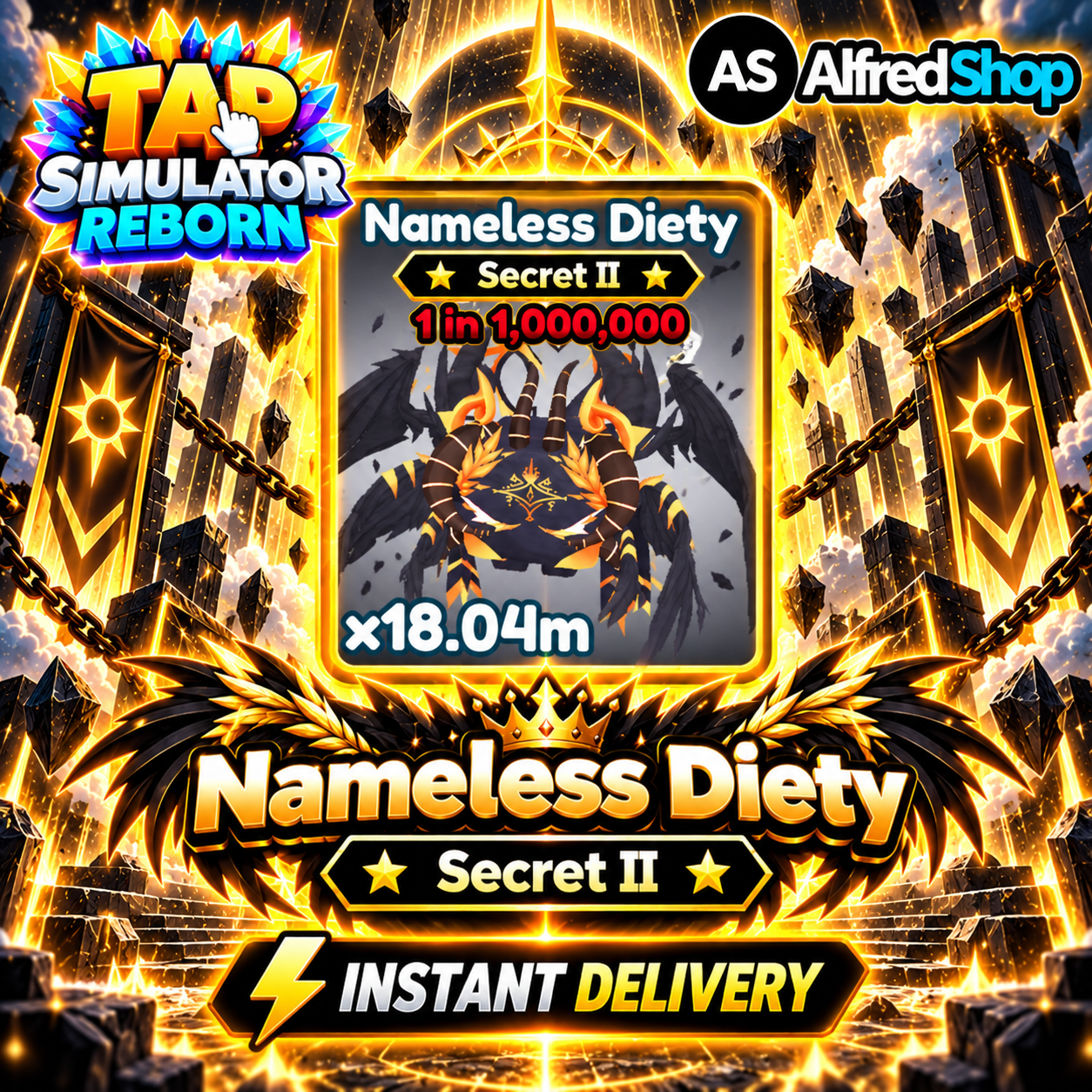 [ Secret II 1 in 1M ] Nameless Diety x18M+ ( Tap Simulator REBORN ) | Ready Unit✅ | INSTANT DELIVERY✅
