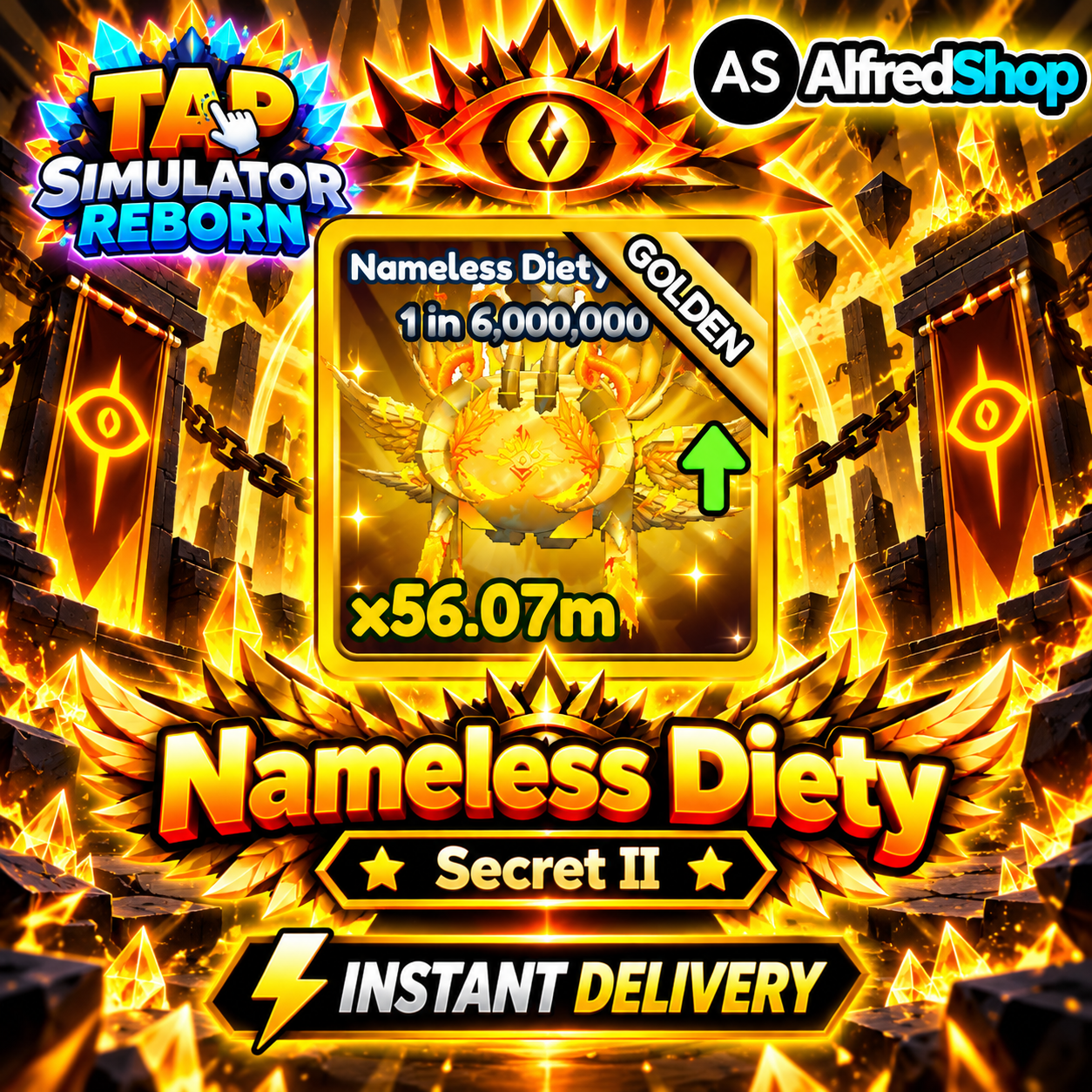 [ Secret II 1 in 6M ] Golden Nameless Diety x56M+ ( Tap Simulator REBORN ) | Ready Unit✅ | INSTANT DELIVERY✅