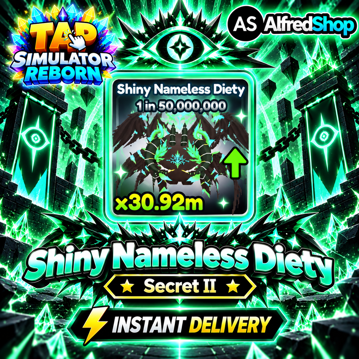 [ Secret II 1 in 50M ] Shiny Nameless Diety x30M+ ( Tap Simulator REBORN ) | Ready Unit✅ | INSTANT DELIVERY✅