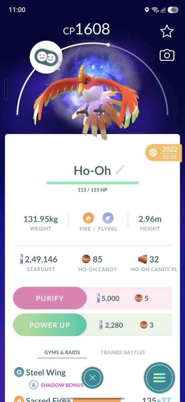 🔥 ULTRA RARE APEX HO-OH 🔥- Trade 20K/1M Stardust ( Read Description )