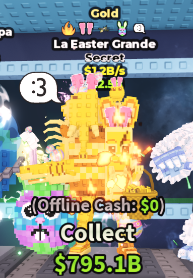 GOLD LA EASTER GRANDE 1.2B/S (BUNNY, FIRE, EXPLOSIVE, GREEN EGG, :3) #H7VC2M