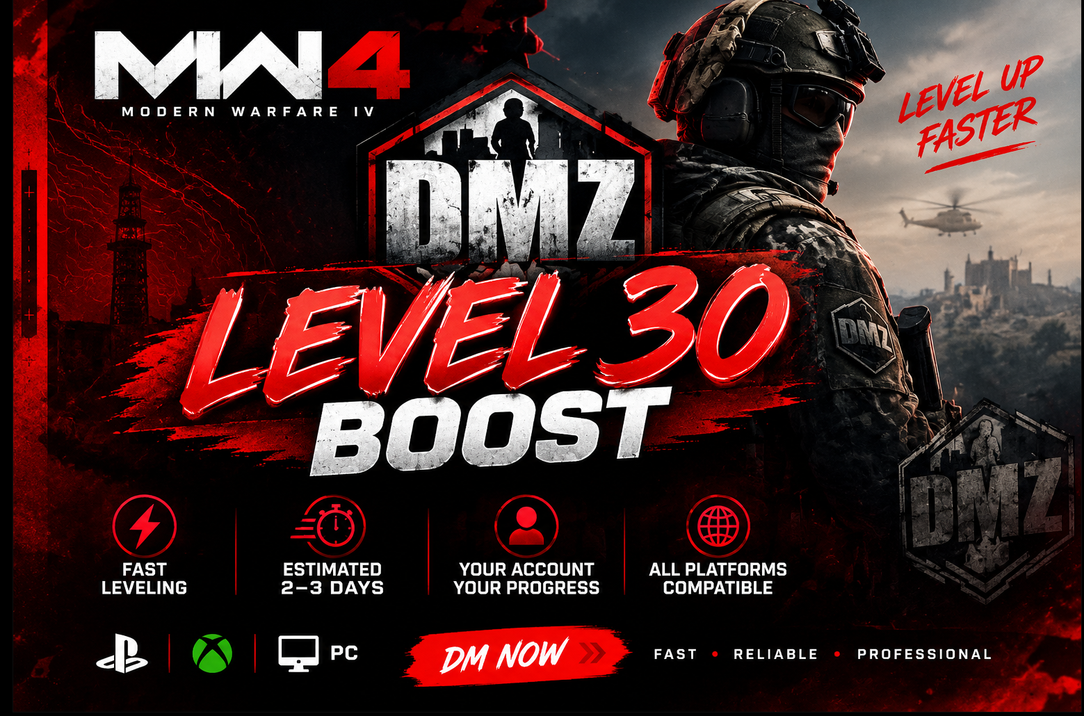 ⚡ MW4 DMZ Level 30 Boost | Fast Leveling | All Platforms