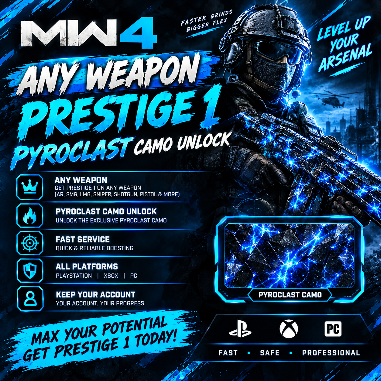 🔥 MW4 Any Weapon Prestige 1 Boost | Pyroclast Camo Unlock | All Platforms ⚡