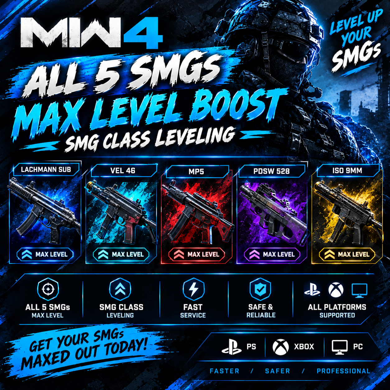 🔥 MW4 All 5 SMGs Max Level Boost | Fast SMG Leveling | All Platforms ⚡