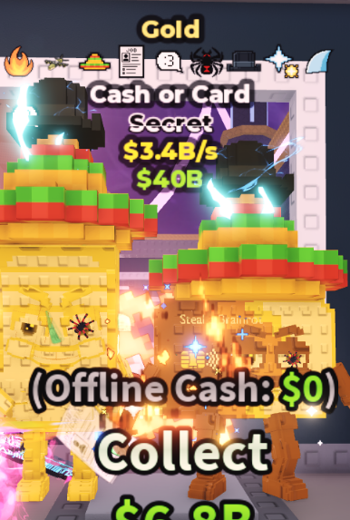 GOLD CASH OR CARD 3.4B/S (FIRE, SOMBRERO, EXPLOSIVE, JOB, :3, SPIDER, MATTEO, COMET, SHARK) #T2ZN7K