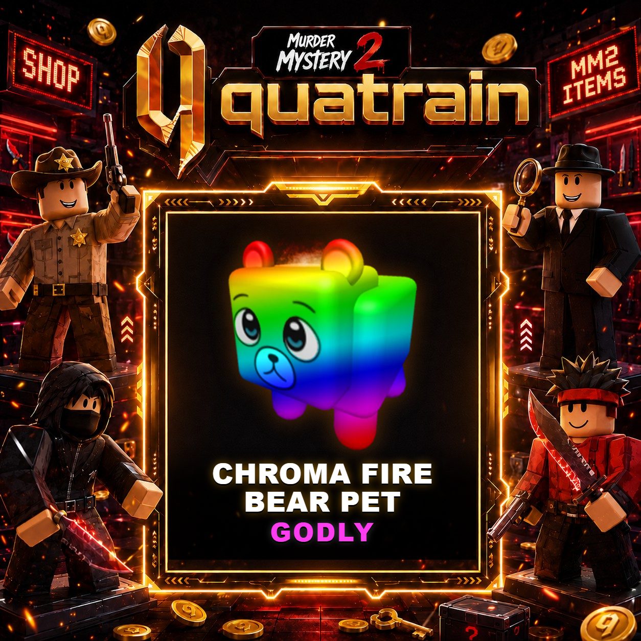 🔪🐈 Chroma Fire Bear Pet 🐈🔪 Godly | Murder Mystery 2 👥