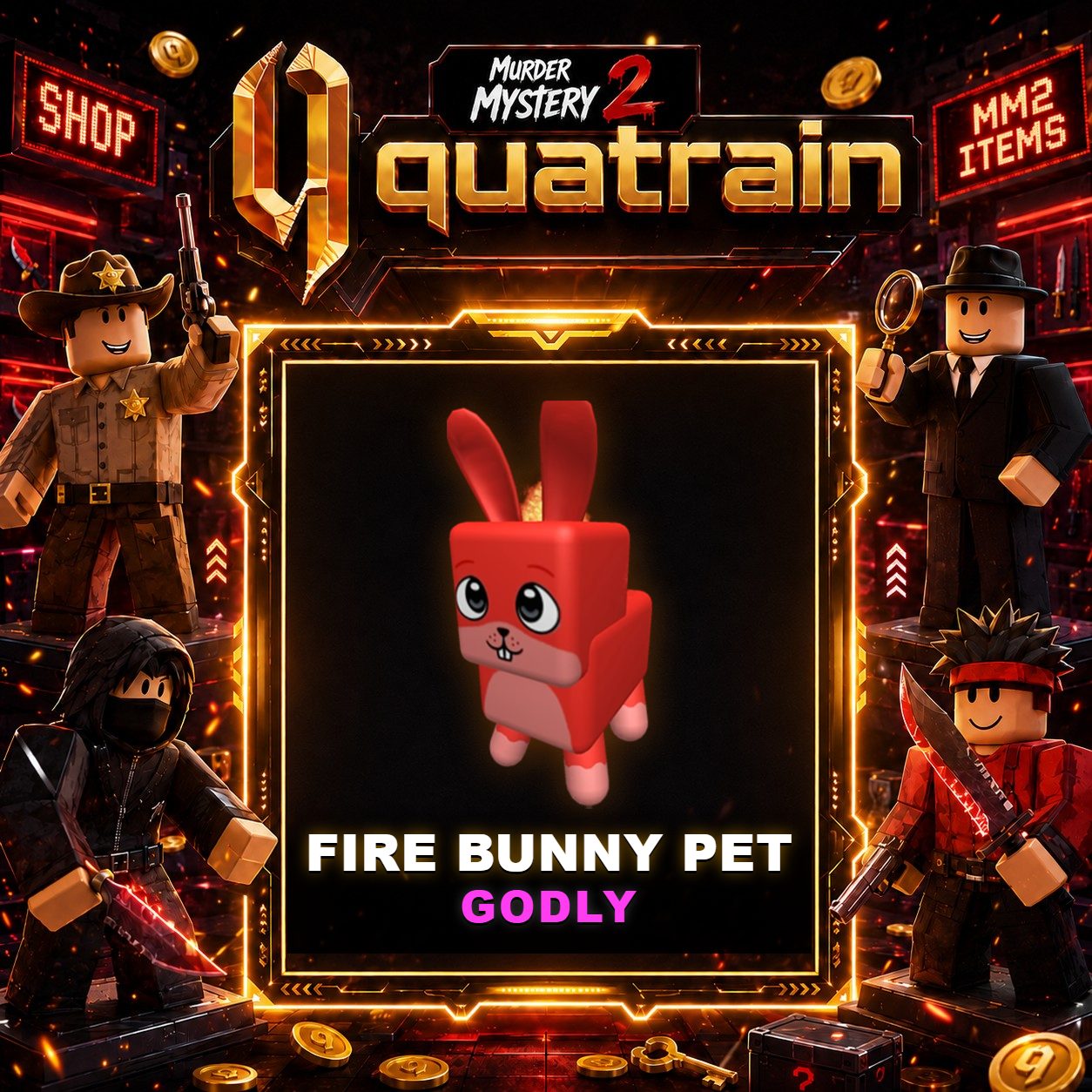 🔪🐈 Fire Bunny Pet 🐈🔪 Godly | Murder Mystery 2 👥