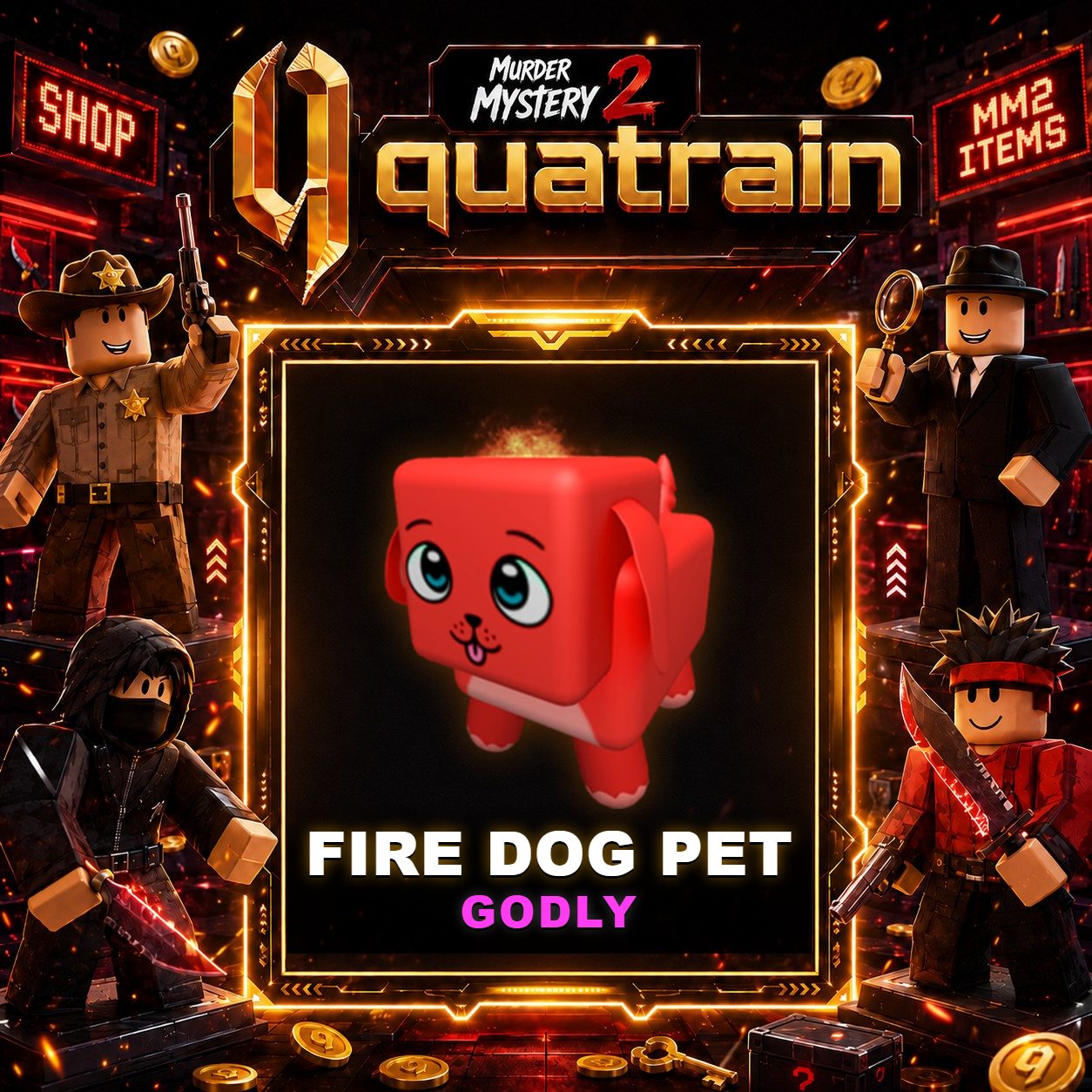 🔪🐈 Fire Dog Pet 🐈🔪 Godly | Murder Mystery 2 👥