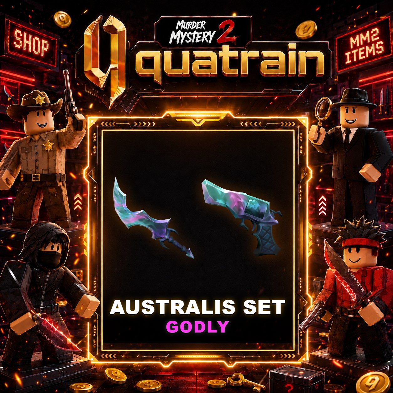 🔪🩸 Australis Knife + Borealis Gun 🩸🔪 Australis Set | Murder Mystery 2 👥