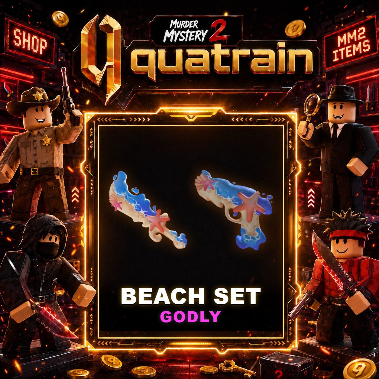 🔪🩸 Beachy Knife + Sands Gun 🩸🔪 Beach Set | Murder Mystery 2 👥