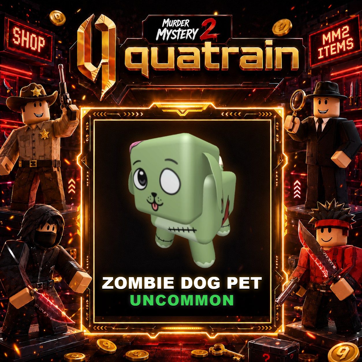 🔪🐈 Zombie Dog Pet 🐈🔪 Uncommon | Murder Mystery 2 👥