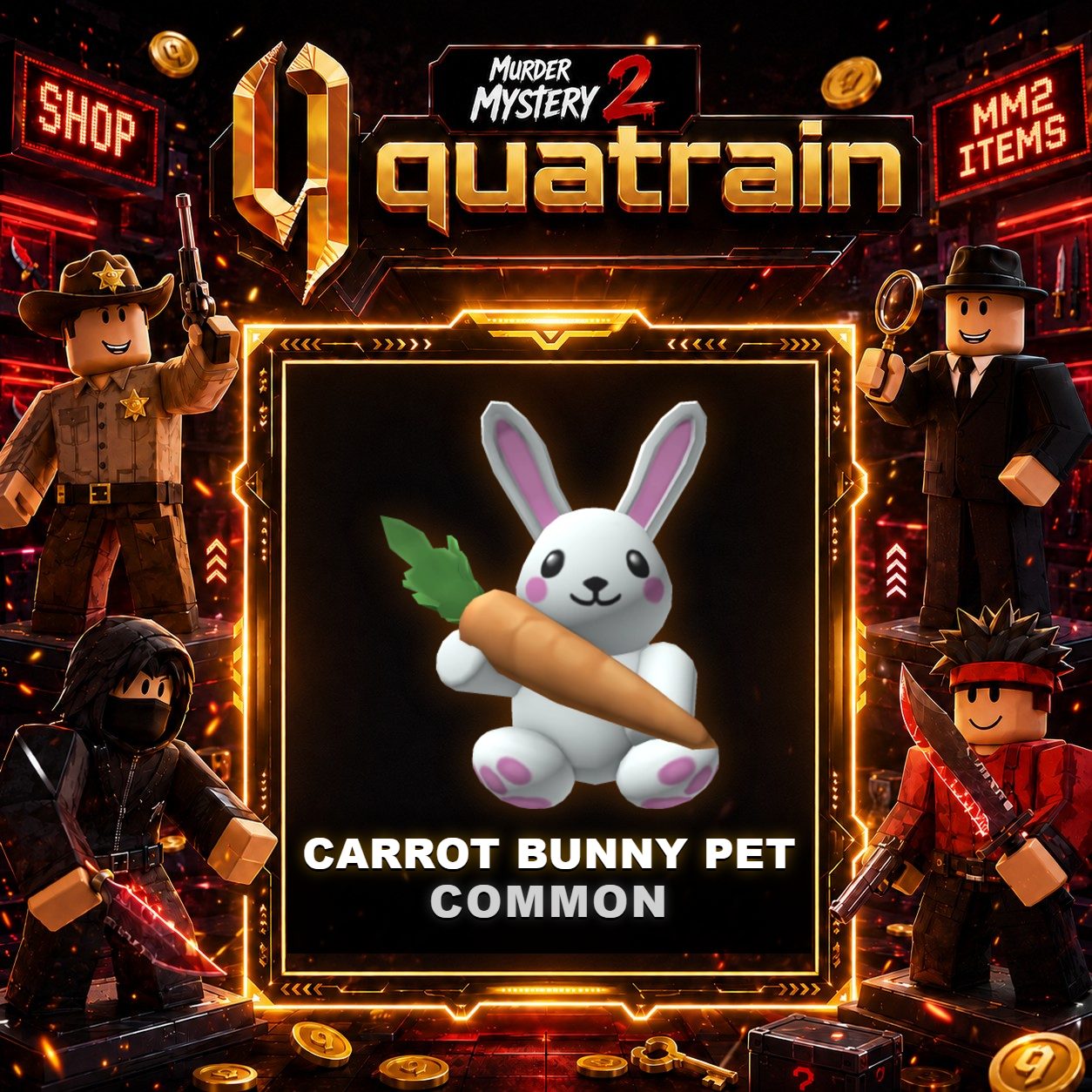 🔪🐈 Carrot Bunny Pet 🐈🔪 Common | Murder Mystery 2 👥