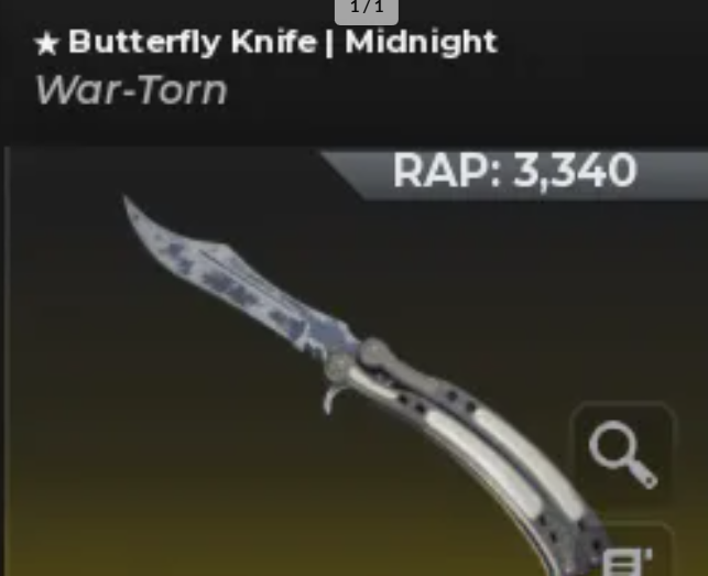 🟩Bloxstrike Butterfly Knife Midnight WT condition