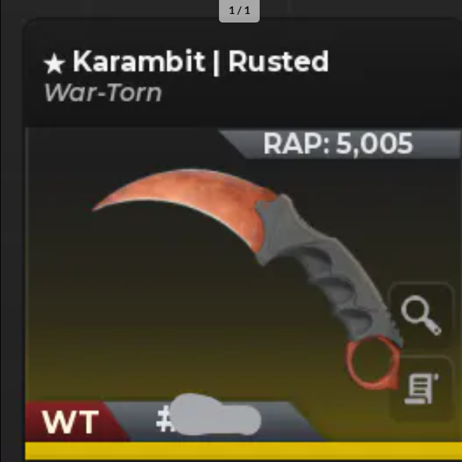 🟩Bloxstrike Karambit Rusted WT ⚡ Fast Delivery