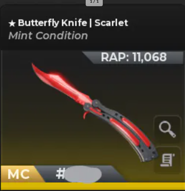 🟩Bloxstrike Butterfly Knife Scarlet MC⚡Fast Delivery