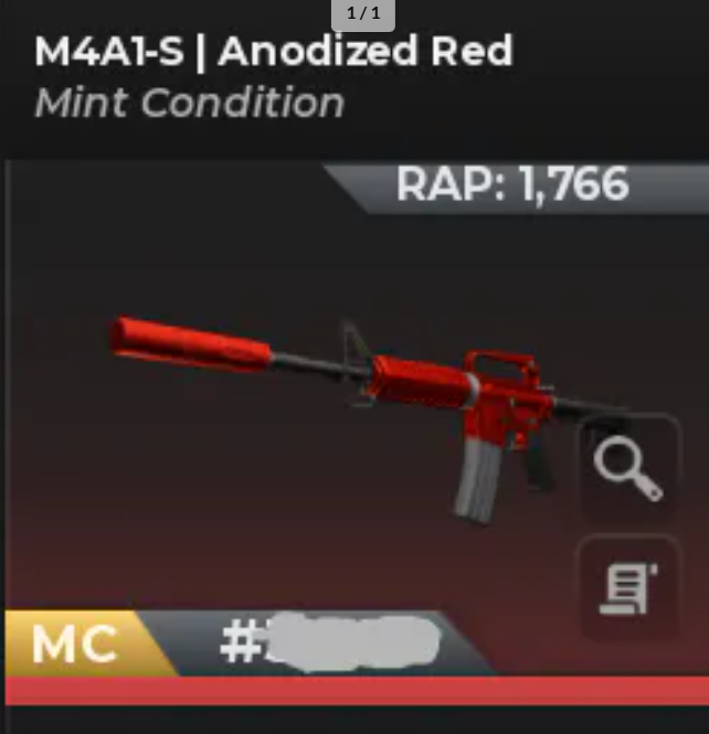 🟩Bloxstrike - M4a1-s Red Anodized Mint condition