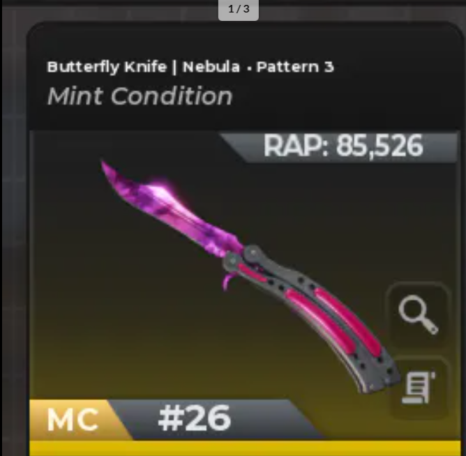🟩Bloxstrike - Butterfly Knife Nebula Pattern 3 MC ⚡Fast Delivery BFK