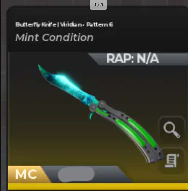 🟩Bloxstrike - Butterfly Knife Viridian Pattern 6 MC ⚡Fast Delivery BFK