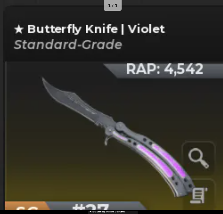 🟩Bloxstrike - Butterfly Knife Violet SG condition