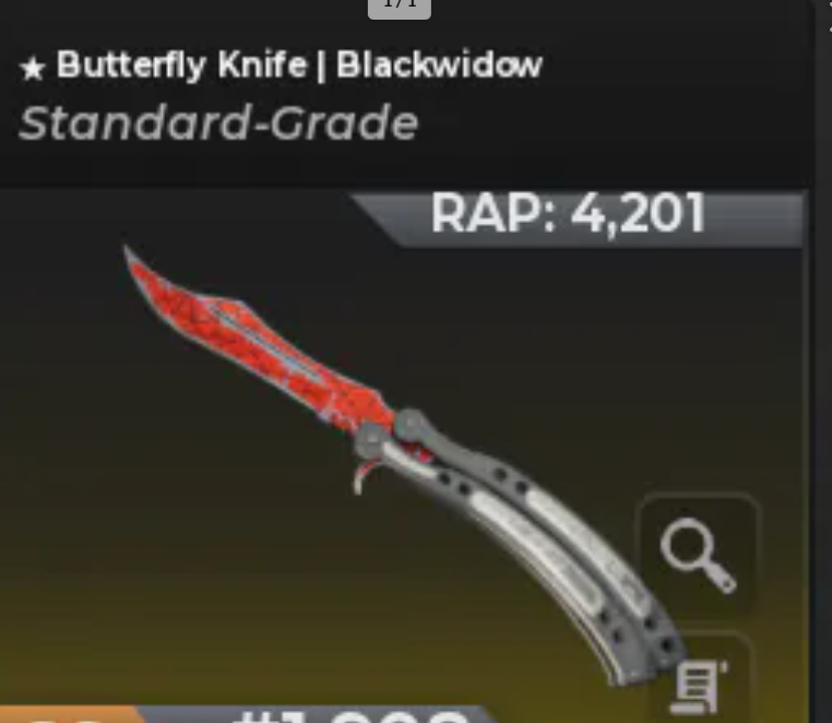 🟩Bloxstrike - Butterfly Knife Blackwidow Standard Grade condition