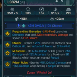 🟦Level 70 Pearlescent gear 1982M DPS Assault Rifle 🟦