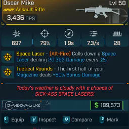 ⚡ Modded Oscar Mike Space Laser 🔫 Legendary Weapon | PC / XBOX / PS5 🚀 Instant Delivery