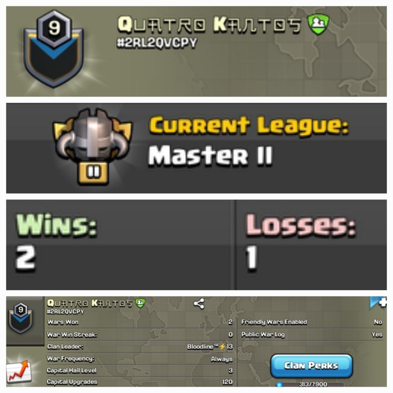 Level 9 clan || master 2 || warlog 2-1 || name - Qᴜᴀᴛʀᴏ Kᴀʟᴛᴏ5