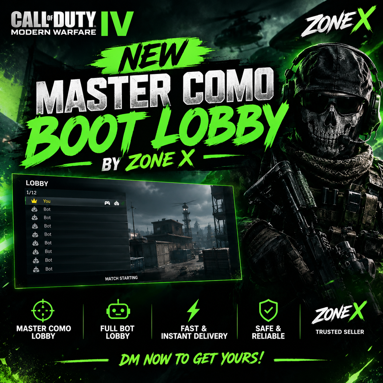 NEW MW4 DOMINATION BOT LOBBY | ZONE X | FAST DELIVERY