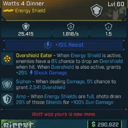 ⭐[GODLY ROLL] L60 WATTS 4 DINNER - 25,415 CAPACITY - 15% SHOCK RESIST - 1,811/s - 1,5 DELAY - SIPHON - AMP (100% GUN DMG)⭐