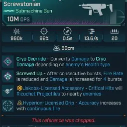⭐[MODDED] L70 SCREWSTONIAN (FIRE) - 10M DPS - 92% ACCURACY - 13.6/s FIRE RATE - 0.5s RELOAD - RICOCHET⭐
