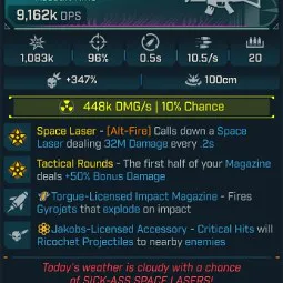⭐[MODDED] L70 OSCAR MIKE (RADIATION) - 9,162K DPS - 96% ACCURACY - 10.5/s FIRE RATE - 0.5s RELOAD - +448K RAD DMG/S - RICOCHET - STICKY GYROJETS⭐