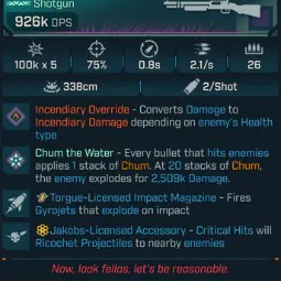 ⭐[MODDED] L1 SHARKBAIT (FIRE CONVERT) - 926K DPS - 75% ACCURACY - 2.1/s FIRE RATE - 0.8s RELOAD - 26 MAG SIZE - RICOCHET - GYROJETS⭐