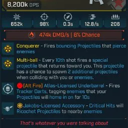 ⭐[MODDED] L70 BRICKHOUSE (FIRE) - 8,200K DPS - 98% ACCURACY - 12.8/s FIRE RATE - 0.3s RELOAD - +474K FIRE DMG/S - 206 MAG - RICOCHET - CONQUEROR⭐