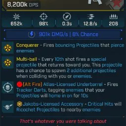 ⭐[MODDED] L70 BRICKHOUSE (SHOCK) - 8,200K DPS - 98% ACCURACY - 12.8/s FIRE RATE - 0.3s RELOAD - +901K SHOCK DMG/S - 206 MAG - RICOCHET - CONQUEROR⭐