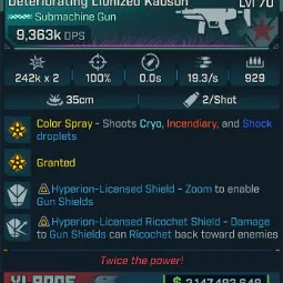 ⭐[MODDED] L70 KAOSON - 9,363K DPS - 100% ACCURACY - 19.3/s FIRE RATE - 0.0s RELOAD - 929 MAG - 2 PROJECTILES - RICOCHET⭐