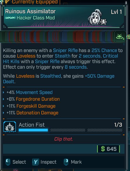 Borderlands 4 - Loveless the Hacker - Modded All-Skills Class Mod
