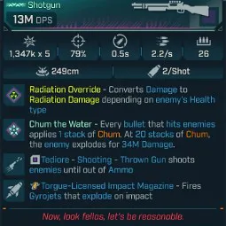 ⭐[MODDED] L70 SHARKBAIT (CORROSIVE) - 13M DPS - 2.2/s FIRE RATE - 0.5s RELOAD - 5 PROJECTILES - STICKY GYROJETS⭐