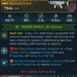 ⭐[MODDED] L1 BRICKHOUSE - 794K DPS (+35K CORROSIVE DMG/S) - 98% ACCURACY - 0.3s RELOAD - 12.8/s FIRE RATE - 206 MAG SIZE⭐