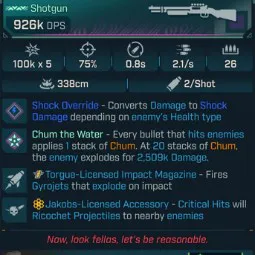 ⭐[MODDED] L1 SHARKBAIT (SHOCK CONVERT) - 926K DPS - 75% ACCURACY - 2.1/s FIRE RATE - 0.8s RELOAD - 26 MAG SIZE - RICOCHET - GYROJETS⭐