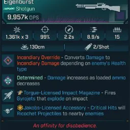 ⭐[MODDED] L70 EIGENBURST (RADIATION) - 9,957K DPS - 99% ACCURACY - 8.9/s FIRE RATE - 3 PROJECTILES - RICOCHET - STICKY GYROJETS⭐