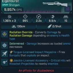 ⭐[MODDED] L70 EIGENBURST (CORROSIVE) - 9,957K DPS - 99% ACCURACY - 8.9/s FIRE RATE - 3 PROJECTILES - RICOCHET - STICKY GYROJETS⭐