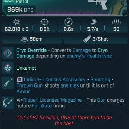 ⭐[MODDED] L1 HERALD (CRYO CONVERT) - 869K DPS - 88% ACCURACY - 5.7/s FIRE RATE - 0.6s RELOAD - STICKY GYROJETS - RIPPER MAG⭐