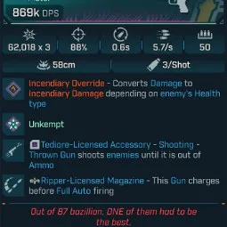 ⭐[MODDED] L1 HERALD (FIRE CONVERT) - 869K DPS - 88% ACCURACY - 5.7/s FIRE RATE - 0.6s RELOAD - STICKY GYROJETS - RIPPER MAG⭐