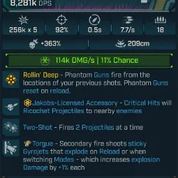 ⭐[MODDED] L70 SCOOT'N'SHOOT (CORROSIVE) - 8,281K DPS - 7.7/s FIRE RATE - 0.5s RELOAD - +114K CORR DMG/S - 5 PROJECTILES - RICOCHET - STICKY GYROJETS⭐