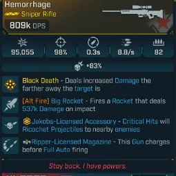 ⭐[MODDED] L1 HEMORRHAGE - 809K DPS - 98% ACCURACY - 0.3s RELOAD - 8.8/s FIRE RATE - BIG ROCKET 537K DMG - RICOCHET - RIPPER INSTANT CHARGE⭐