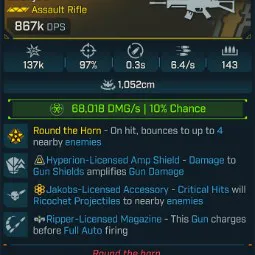 ⭐[MODDED] L1 LOCKJAW - 867K DPS (+68K CORROSIVE DMG/S) - 97% ACC - 0.3s RELOAD - 6.4/s F.RATE - 143 MAG - RICOCHET - RIPPER MAG⭐