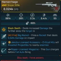 ⭐[MODDED] L70 HEMORRHAGE - 8,024K DPS - 99% ACCURACY - 8.4/s FIRE RATE - 0.3s RELOAD - RICOCHET⭐