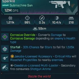 ⭐[MODDED] L70 JULIET'S SPARKLE (CRYO) - 12M DPS - 98% ACCURACY - 10.4/s FIRE RATE - 0.3s RELOAD - 218 MAG - RICOCHET⭐