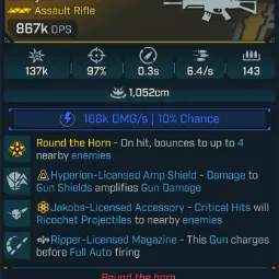 ⭐[MODDED] L1 LOCKJAW - 867K DPS (+166K SHOCK DMG/S) - 97% ACC - 0.3s RELOAD - 6.4/s F.RATE - 143 MAG - RICOCHET - RIPPER MAG⭐